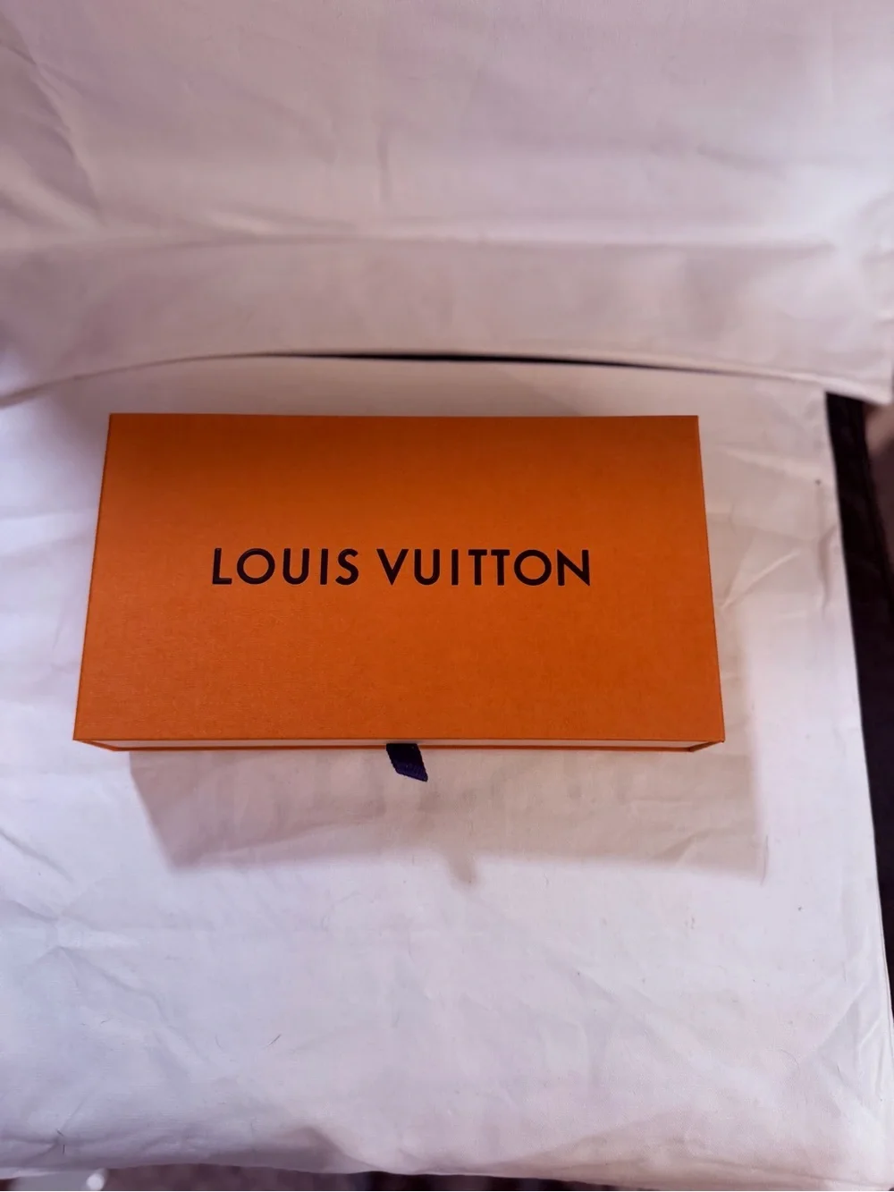 Louis Vuitton Orange Box with Blue Branded Ribbon